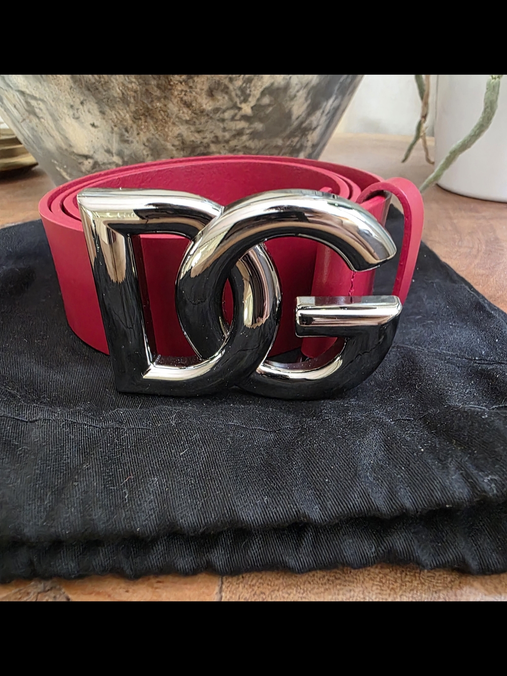 Dolce & Gabbana Logo Red Leather Unisex Belt